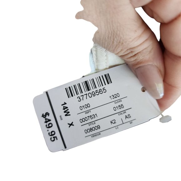 Preowned with Tags CJ Banks Womens Cream Striped 100% Cotton Top Size X (14W) - Picture 8 of 8